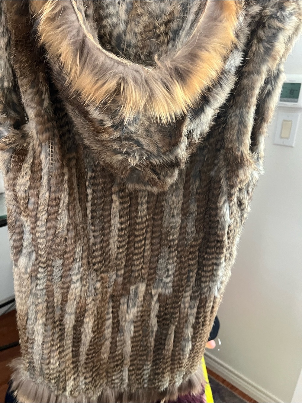 Love Token Brown Faux Fur Hooded Knit Vest